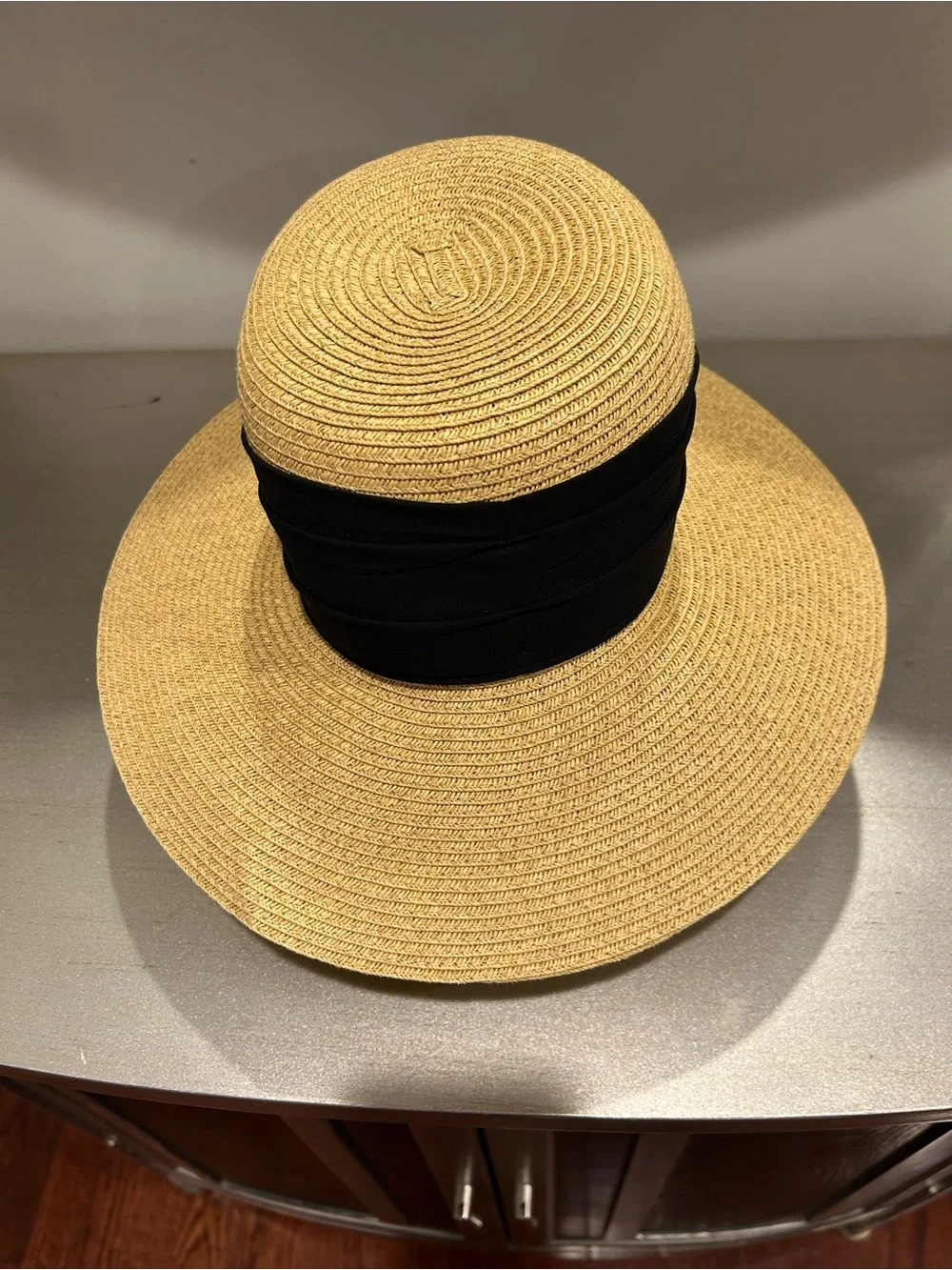 Scala Natural Straw Sun Hat with Black Band
